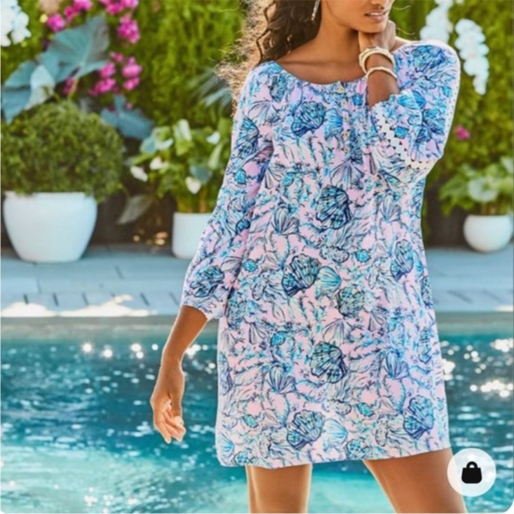 Lilly Pulitzer Purple and Blue Resort Sundress with Bishop Sleeves
